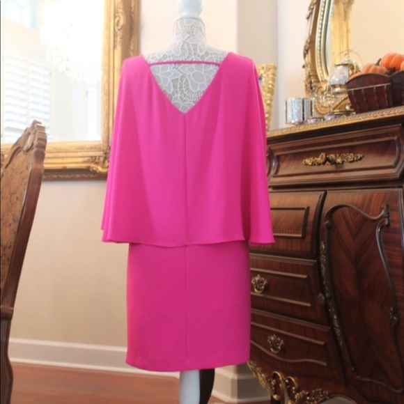 Gianni Bini HOT PINK cape style dress Medium - Picture 2 of 9